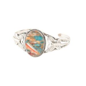 SHIVAM India Sterling Silver Oyster Copper Turquoise Cuff Bracelet